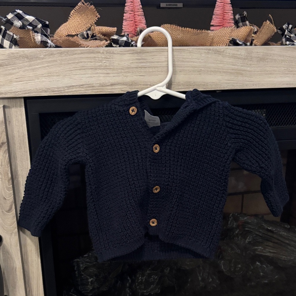 Kids Dark Blue Button-Up Sweater